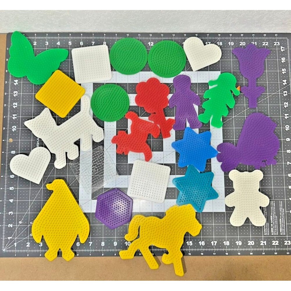 Lot of 23 Perler Bead Pegboard Shapes Kids Animals Flowers Arts Crafts New